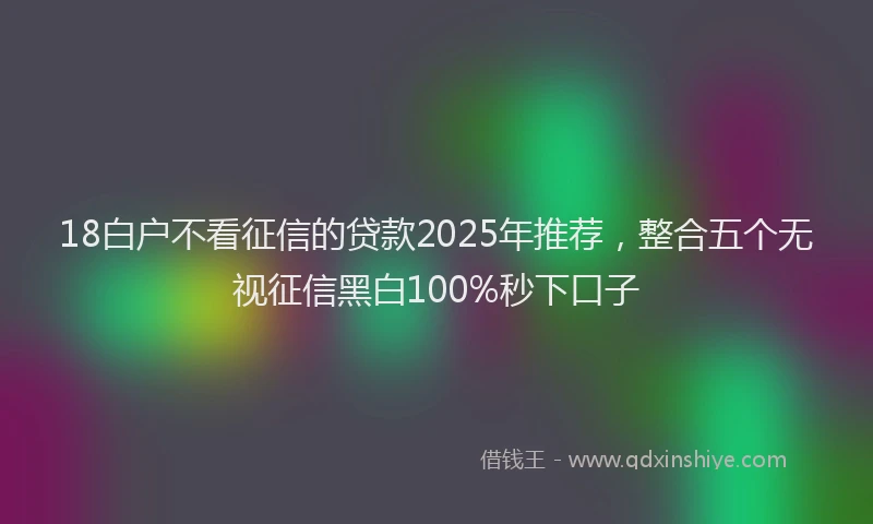 18白户不看征信的贷款2025年推荐，整合五个无视征信黑白100%秒下口子