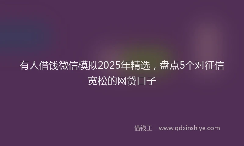 有人借钱微信模拟2025年精选，盘点5个对征信宽松的网贷口子