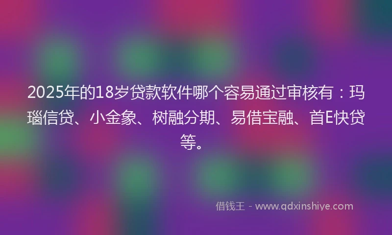 2025年的18岁贷款软件哪个容易通过审核有：玛瑙信贷、小金象、树融分期、易借宝融、首E快贷等。