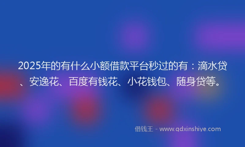 2025年的有什么小额借款平台秒过的有：滴水贷、安逸花、百度有钱花、小花钱包、随身贷等。