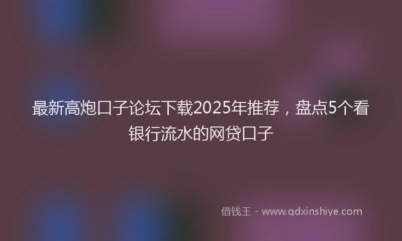 最新高炮口子论坛下载2025年推荐，盘点5个看银行流水的网贷口子