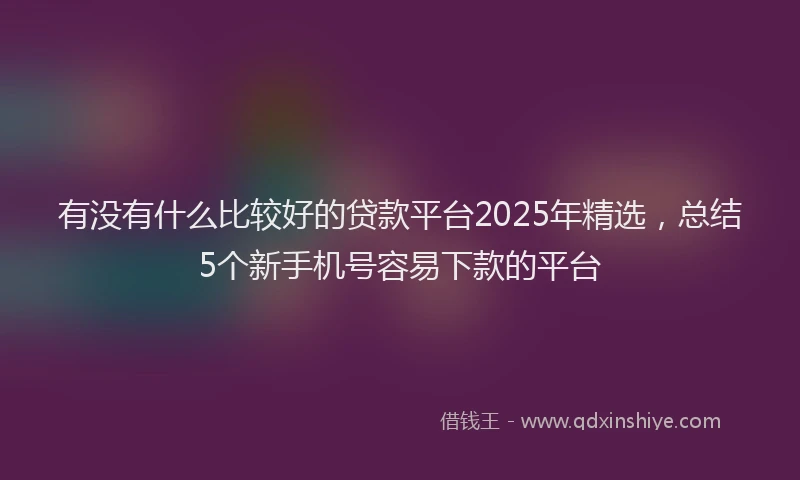 有没有什么比较好的贷款平台2025年精选，总结5个新手机号容易下款的平台