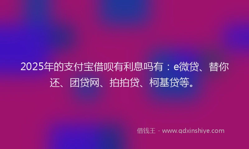 2025年的支付宝借呗有利息吗有：e微贷、替你还、团贷网、拍拍贷、柯基贷等。