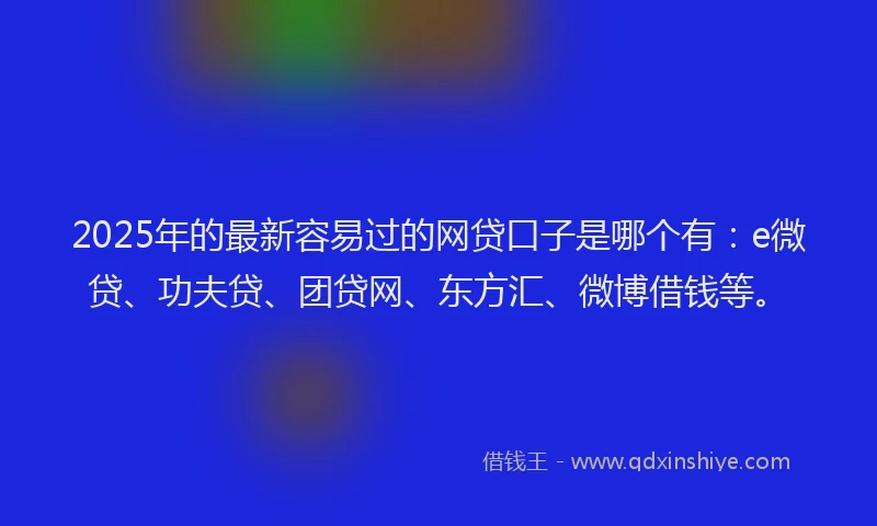 2025年的最新容易过的网贷口子是哪个有：e微贷、功夫贷、团贷网、东方汇、微博借钱等。