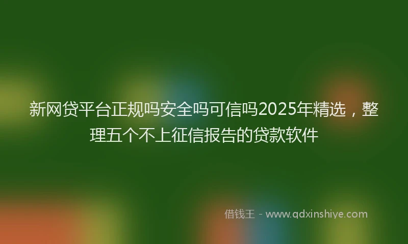 新网贷平台正规吗安全吗可信吗2025年精选，整理五个不上征信报告的贷款软件