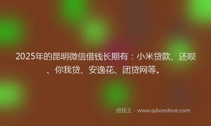 2025年的昆明微信借钱长期有：小米贷款、还呗、你我贷、安逸花、团贷网等。