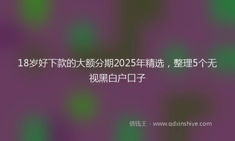 18岁好下款的大额分期2025年精选，整理5个无视黑白户口子