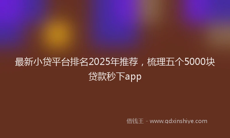 最新小贷平台排名2025年推荐，梳理五个5000块贷款秒下app