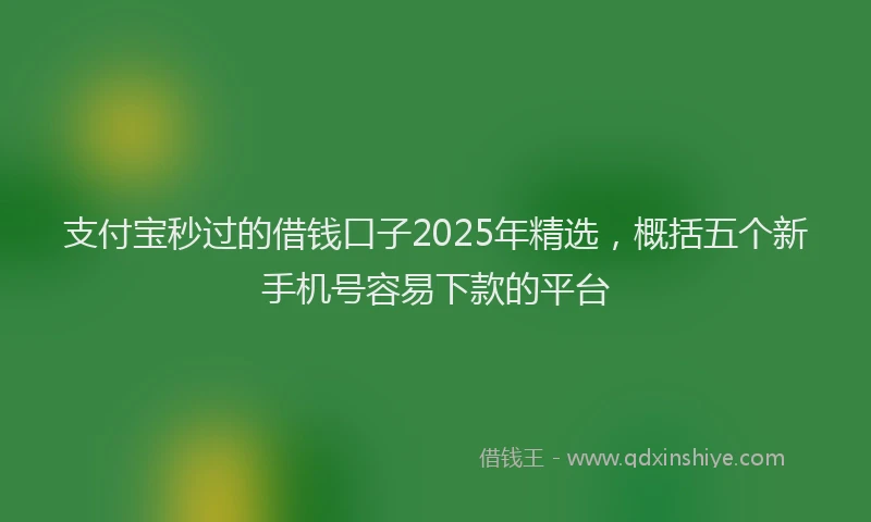 支付宝秒过的借钱口子2025年精选，概括五个新手机号容易下款的平台