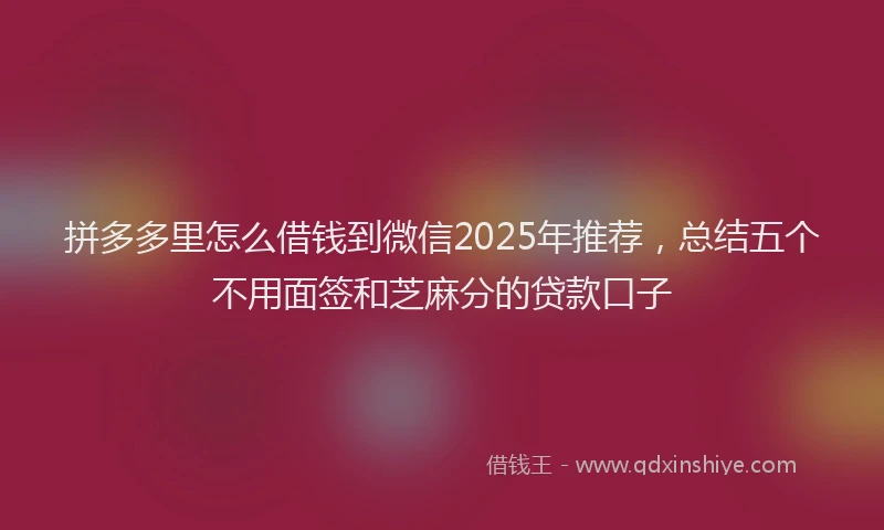 拼多多里怎么借钱到微信2025年推荐，总结五个不用面签和芝麻分的贷款口子