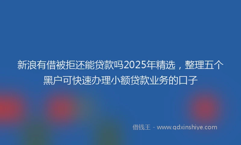 新浪有借被拒还能贷款吗2025年精选，整理五个黑户可快速办理小额贷款业务的口子