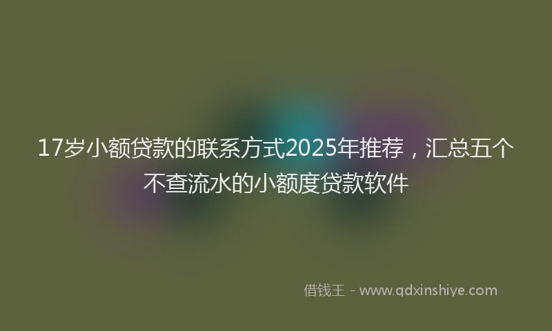 17岁小额贷款的联系方式2025年推荐，汇总五个不查流水的小额度贷款软件
