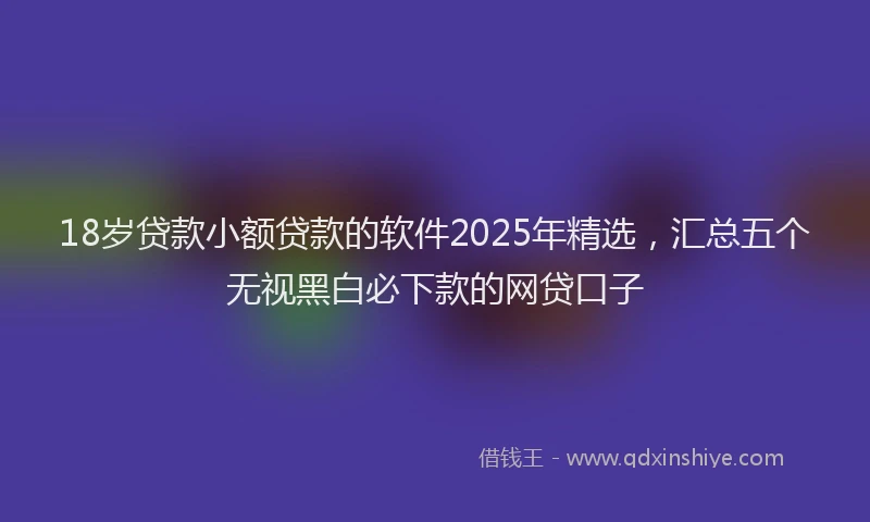 18岁贷款小额贷款的软件2025年精选，汇总五个无视黑白必下款的网贷口子