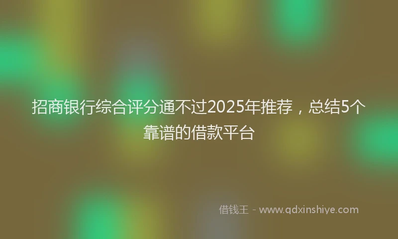 招商银行综合评分通不过2025年推荐，总结5个靠谱的借款平台