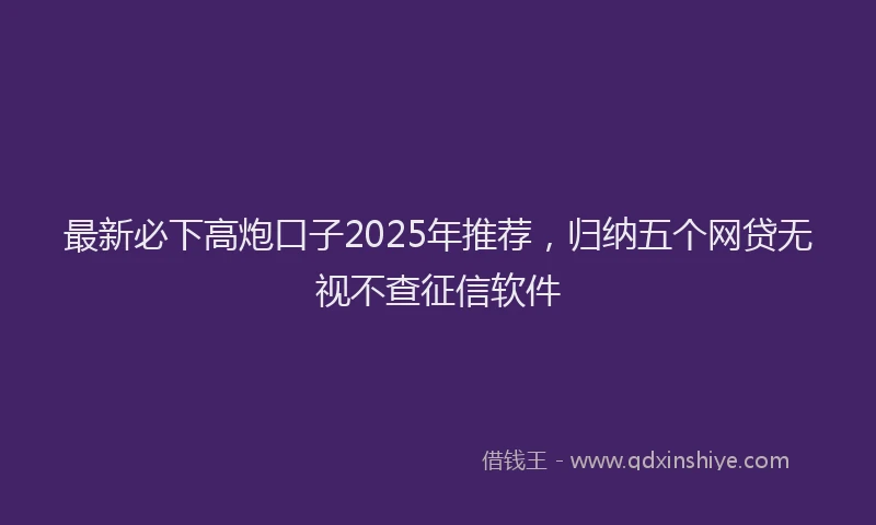 最新必下高炮口子2025年推荐，归纳五个网贷无视不查征信软件