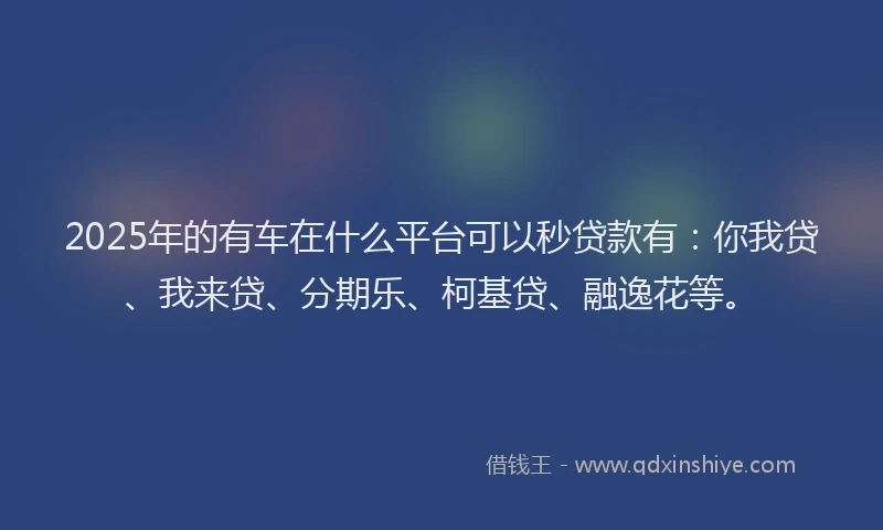 2025年的有车在什么平台可以秒贷款有：你我贷、我来贷、分期乐、柯基贷、融逸花等。