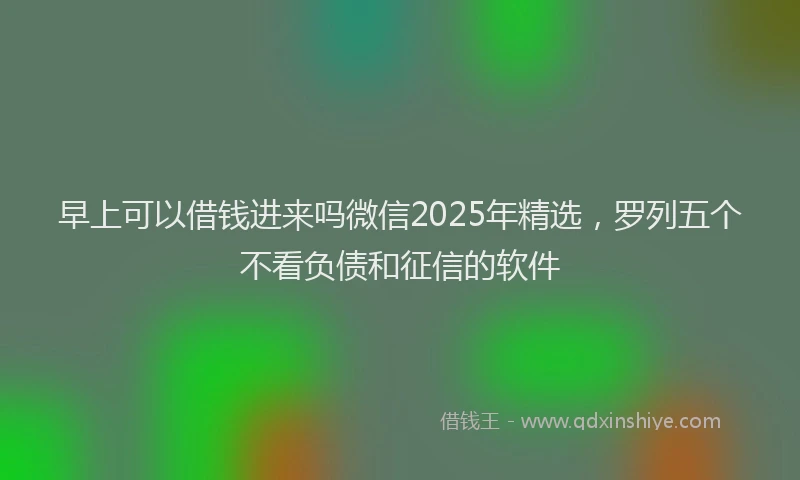 早上可以借钱进来吗微信2025年精选，罗列五个不看负债和征信的软件