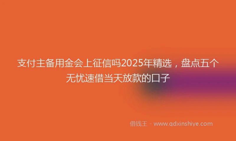 支付主备用金会上征信吗2025年精选，盘点五个无忧速借当天放款的口子