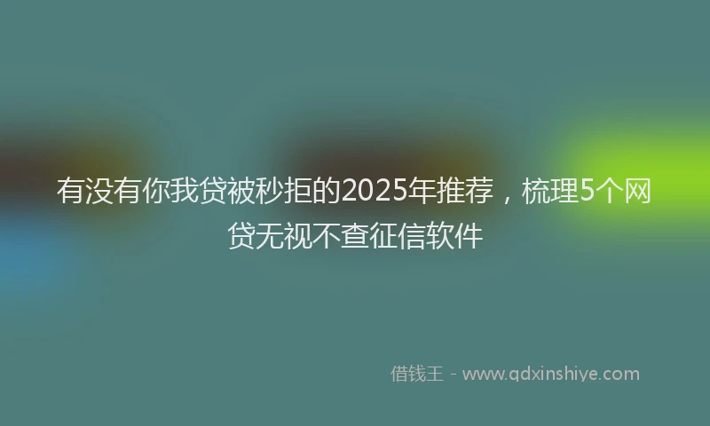 有没有你我贷被秒拒的2025年推荐，梳理5个网贷无视不查征信软件