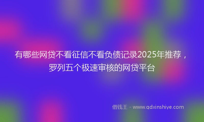 有哪些网贷不看征信不看负债记录2025年推荐，罗列五个极速审核的网贷平台