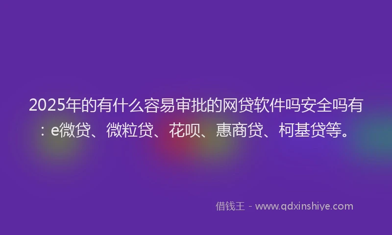 2025年的有什么容易审批的网贷软件吗安全吗有：e微贷、微粒贷、花呗、惠商贷、柯基贷等。