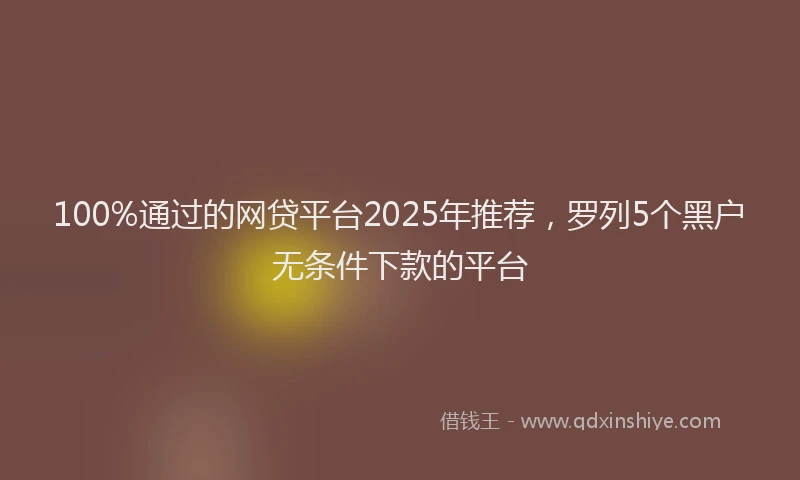 100%通过的网贷平台2025年推荐，罗列5个黑户无条件下款的平台