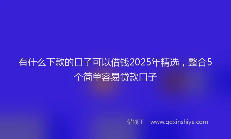 有什么下款的口子可以借钱2025年精选，整合5个简单容易贷款口子