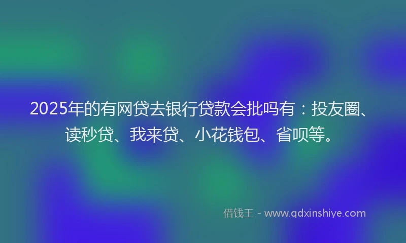 2025年的有网贷去银行贷款会批吗有：投友圈、读秒贷、我来贷、小花钱包、省呗等。
