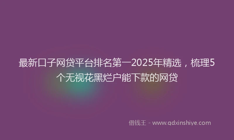最新口子网贷平台排名第一2025年精选，梳理5个无视花黑烂户能下款的网贷