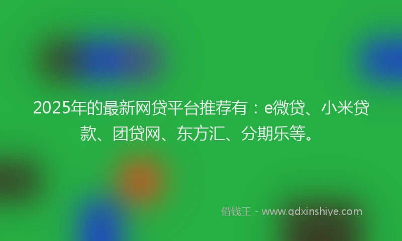 2025年的最新网贷平台推荐有：e微贷、小米贷款、团贷网、东方汇、分期乐等。