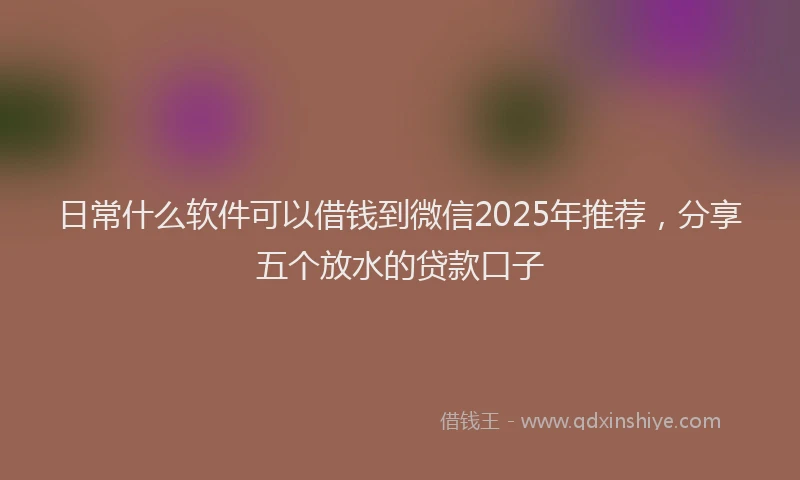 日常什么软件可以借钱到微信2025年推荐，分享五个放水的贷款口子