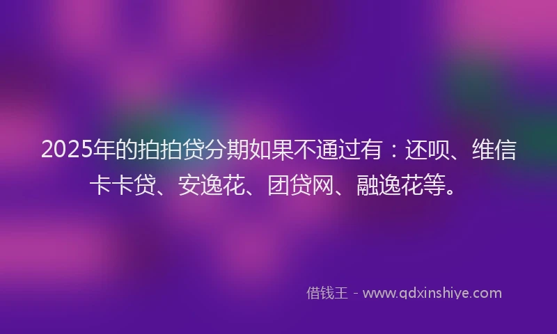 2025年的拍拍贷分期如果不通过有：还呗、维信卡卡贷、安逸花、团贷网、融逸花等。