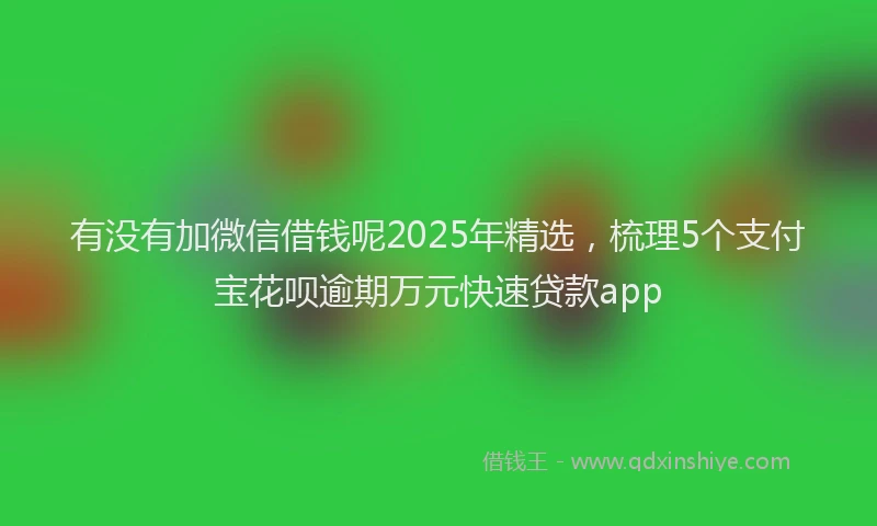 有没有加微信借钱呢2025年精选，梳理5个支付宝花呗逾期万元快速贷款app