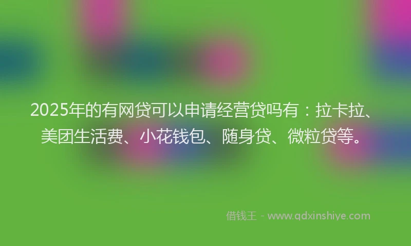2025年的有网贷可以申请经营贷吗有：拉卡拉、美团生活费、小花钱包、随身贷、微粒贷等。