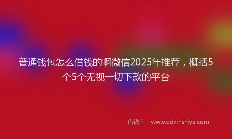 普通钱包怎么借钱的啊微信2025年推荐，概括5个5个无视一切下款的平台