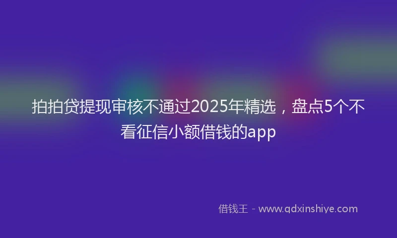 拍拍贷提现审核不通过2025年精选，盘点5个不看征信小额借钱的app