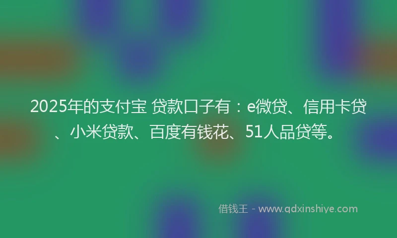 2025年的支付宝 贷款口子有：e微贷、信用卡贷、小米贷款、百度有钱花、51人品贷等。