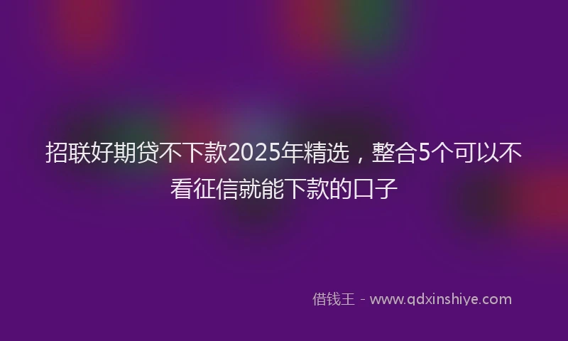 招联好期贷不下款2025年精选，整合5个可以不看征信就能下款的口子