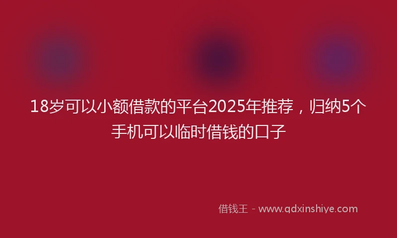18岁可以小额借款的平台2025年推荐，归纳5个手机可以临时借钱的口子