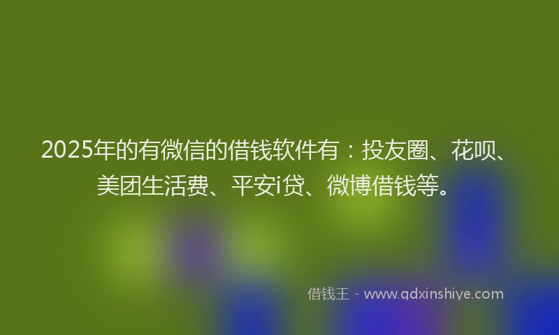2025年的有微信的借钱软件有：投友圈、花呗、美团生活费、平安i贷、微博借钱等。