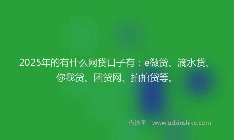 2025年的有什么网贷口子有：e微贷、滴水贷、你我贷、团贷网、拍拍贷等。