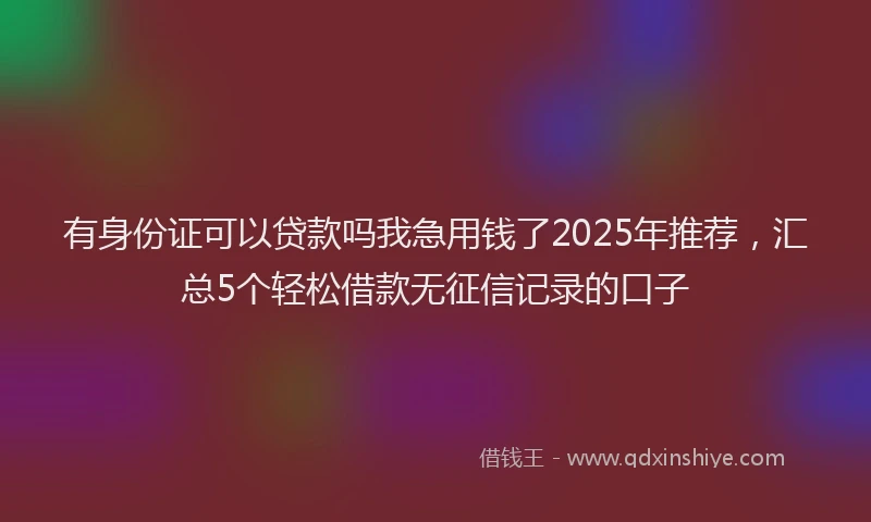 有身份证可以贷款吗我急用钱了2025年推荐，汇总5个轻松借款无征信记录的口子
