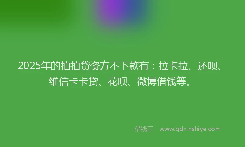 2025年的拍拍贷资方不下款有：拉卡拉、还呗、维信卡卡贷、花呗、微博借钱等。
