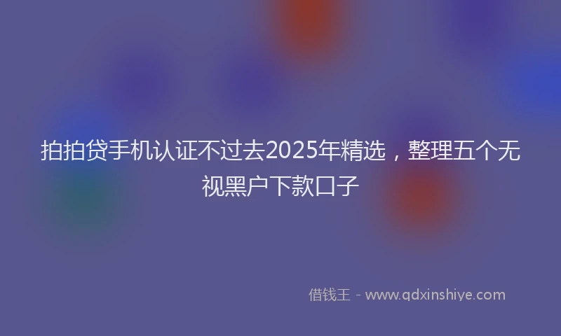 拍拍贷手机认证不过去2025年精选，整理五个无视黑户下款口子