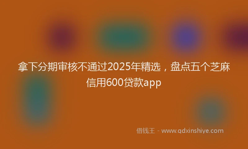 拿下分期审核不通过2025年精选，盘点五个芝麻信用600贷款app