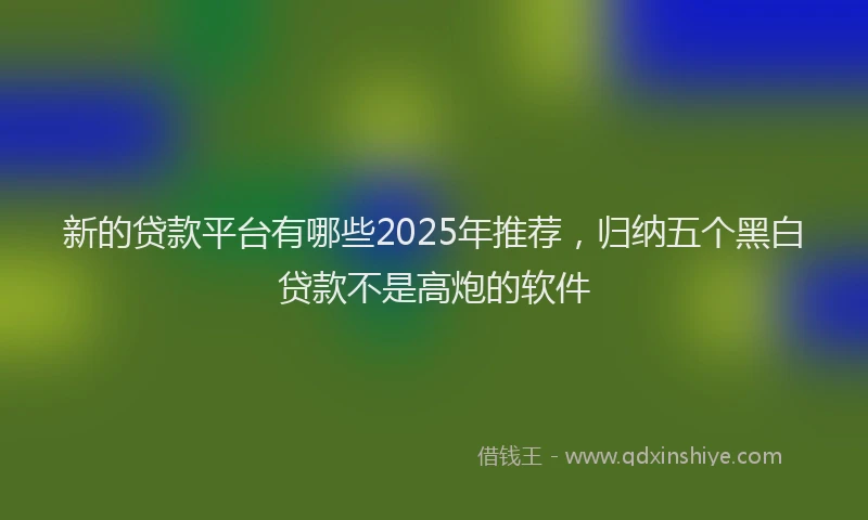 新的贷款平台有哪些2025年推荐，归纳五个黑白贷款不是高炮的软件