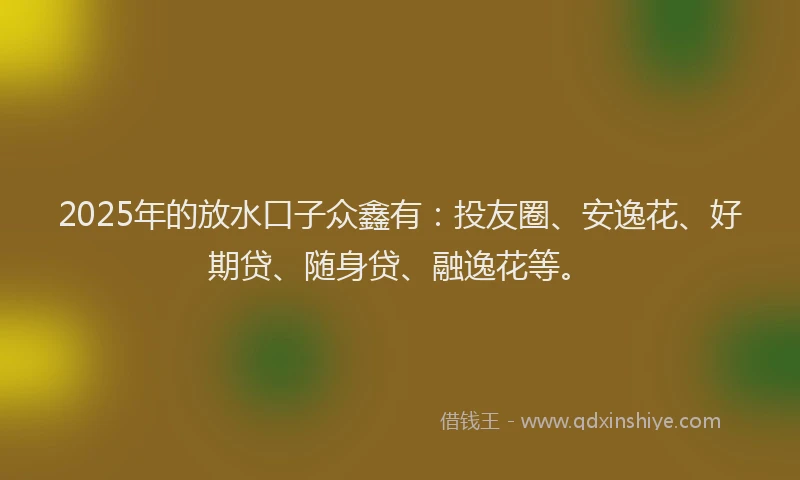 2025年的放水口子众鑫有：投友圈、安逸花、好期贷、随身贷、融逸花等。