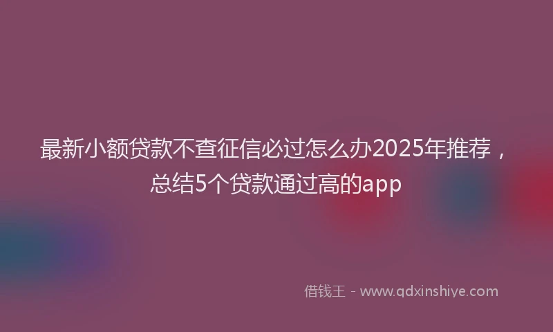 最新小额贷款不查征信必过怎么办2025年推荐，总结5个贷款通过高的app