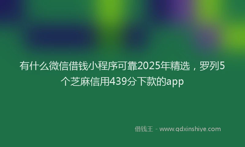 有什么微信借钱小程序可靠2025年精选，罗列5个芝麻信用439分下款的app