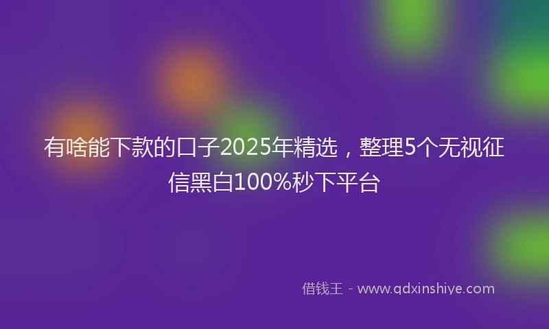 有啥能下款的口子2025年精选，整理5个无视征信黑白100%秒下平台